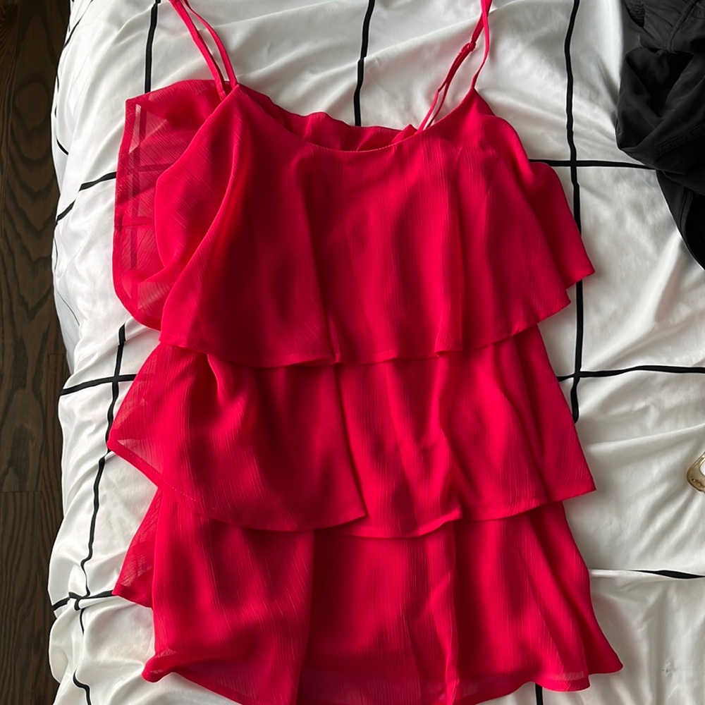 candies pink ruffled tank